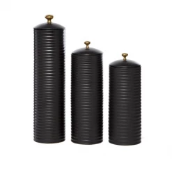 UMA Black Ceramic Modern Jars, Set Of 3 Home Accents