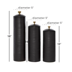 UMA Black Ceramic Modern Jars, Set Of 3 Home Accents
