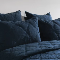 Classic Home Caleb Hand Stitched Midnight Blue 4 Piece King Set Bedding