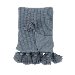 Classic Home Blankets Veda Throw, Sea Fog Blue