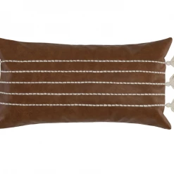 Classic Home Pillows Vegan Leather Pillow, Brown