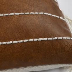 Classic Home Pillows Vegan Leather Pillow, Brown