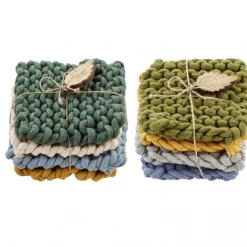Mud Pie Fall Crochet Coasters, Set Of 4