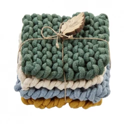 Mud Pie Fall Crochet Coasters, Set Of 4