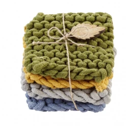 Mud Pie Fall Crochet Coasters, Set Of 4