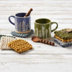 Mud Pie Fall Crochet Coasters, Set Of 4