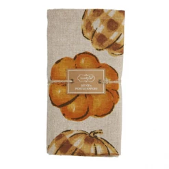 Mud Pie Tea Towels & Cloth Napkins Watercolor Pumpkin Napkin Set, Orange And Taupe