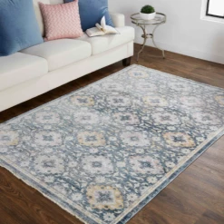 Feizy Kyra Rug, Gray/Yellow (Various Sizes)