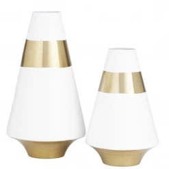 UMA Vases, Bottles, & Containers White And Gold Metal Modern Vase (Various Sizes)