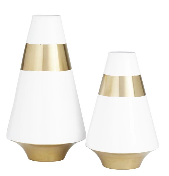 UMA Vases, Bottles, & Containers White And Gold Metal Modern Vase (Various Sizes) 2 UMA Vases, Bottles, & Containers White And Gold Metal Modern Vase (Various Sizes)