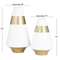 UMA Vases, Bottles, & Containers White And Gold Metal Modern Vase (Various Sizes) 5 UMA Vases, Bottles, & Containers White And Gold Metal Modern Vase (Various Sizes)
