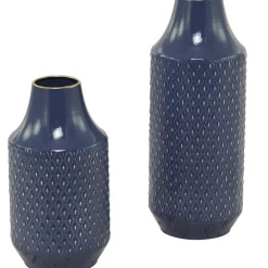UMA Blue Metal Modern Diamond Vase (Various Sizes)