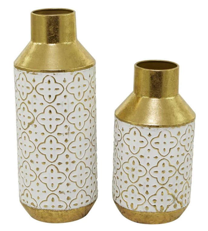 UMA Gold Metal Modern Embossed Vase (Various Sizes) 2 UMA Gold Metal Modern Embossed Vase (Various Sizes)