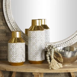 UMA Gold Metal Modern Embossed Vase (Various Sizes)