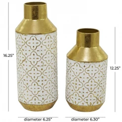 UMA Gold Metal Modern Embossed Vase (Various Sizes) 5 UMA Gold Metal Modern Embossed Vase (Various Sizes)