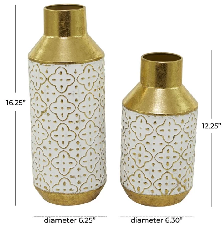 UMA Gold Metal Modern Embossed Vase (Various Sizes) 3 UMA Gold Metal Modern Embossed Vase (Various Sizes)