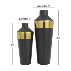 UMA Black And Gold Metal Modern Vase (Various Sizes) 5 UMA Black And Gold Metal Modern Vase (Various Sizes)
