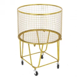 UMA Gold Metal Industrial Storage Basket Home Accents