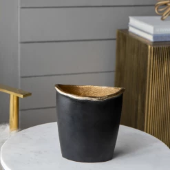 A&B Home Home Accents Curved Rim Black And Gold Vase (Various Sizes)