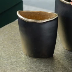 A&B Home Home Accents Curved Rim Black And Gold Vase (Various Sizes)