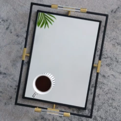A&B Home Black And Gold Mirrored Tray (Various Sizes)