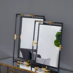 A&B Home Black And Gold Mirrored Tray (Various Sizes)
