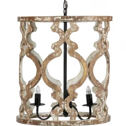 A&B Home Whitewashed Wood Chandelier Chandeliers