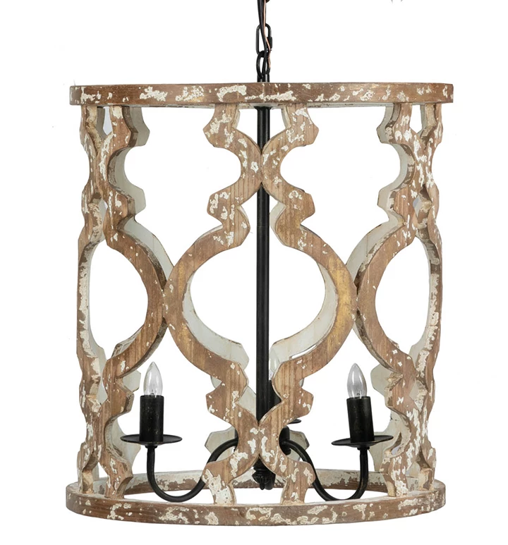 A&B Home Whitewashed Wood Chandelier Chandeliers 1 A&B Home Whitewashed Wood Chandelier Chandeliers