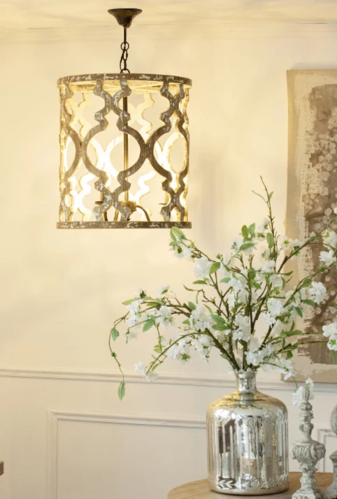 A&B Home Whitewashed Wood Chandelier Chandeliers 3 A&B Home Whitewashed Wood Chandelier Chandeliers