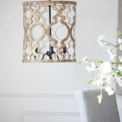 A&B Home Whitewashed Wood Chandelier Chandeliers 7 A&B Home Whitewashed Wood Chandelier Chandeliers