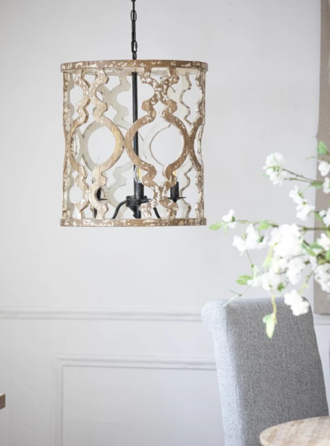 A&B Home Whitewashed Wood Chandelier Chandeliers 4 A&B Home Whitewashed Wood Chandelier Chandeliers