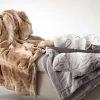 Saro Animal Print Faux Fur Throw Blanket, Grey (Various Sizes)