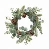 MeraVic Floral Arrangements 17" Frosted Pine Wreath & Eucalyptus With Glitter & Pinecones