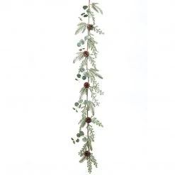 MeraVic 5' Frosted Glittered Pine/Eucalyptus Garland With Pinecones Floral Arrangements