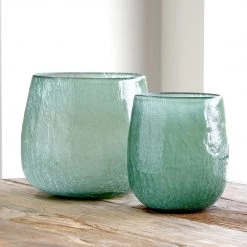 Park Hill Collection Vases, Bottles, & Containers Smokey Sage Crackled Glass Vase (Various Sizes)