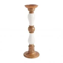 Mud Pie Wood & Enamel Candleholders, Set Of 3