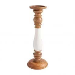 Mud Pie Wood & Enamel Candleholders, Set Of 3