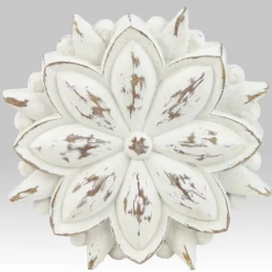 A&B Floral Weathered White Resin Flower (Various Sizes) Home Accents