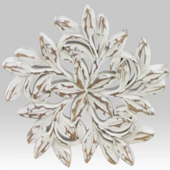 A&B Floral Weathered White Resin Flower (Various Sizes) Home Accents