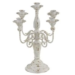 UMA Candleholders White Distressed Candelabra