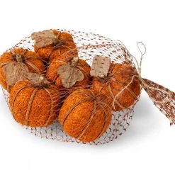 K&K Interiors Orange Husk Pumpkins, Bag Of 6