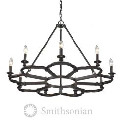 Golden Lighting Saxon 9 Light Chandelier, Aged Bronze Chandeliers