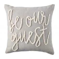 Mud Pie Be Our Guest Canvas Hook Wool Pillow Pillows