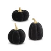 K&K Interiors Black Velvet Pumpkin W/ Gold Stem (Various Styles) Fall Home Decor