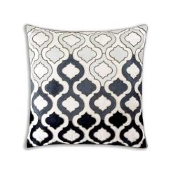 Cloud Nine Ivory Linen Cushion Cover With Hairon Leather Ombre Cutwork Paintings & Prints