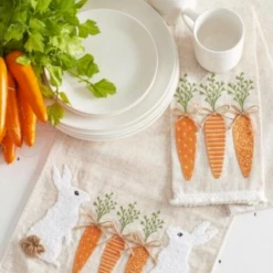 K&K Interiors Tea Towels & Cloth Napkins Applique Carrot Hand Towel