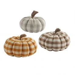 Mud Pie Check Pumpkin Sitter (Various Sizes)