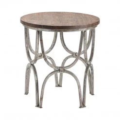 Crestview Alicia Mango Wood And Iron Round End Table Accent Furniture