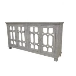 Crestview Castleberry 4 Door Mirror Sideboard Cabinet