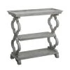 Crestview Grey Tray Top Quatrefoil Console Table, Small Accent Furniture